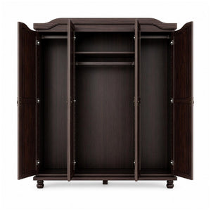 74 Inch Solid Wood Four Door Combo Dresser with Mirrored Panels for Bedroom Storage