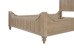 English Elm Queen Panel Bed with Elegant Transitional Design, Solid Wood & MDF Construction, Timeless Centerpiece Appeal Sand 86 L x 18.75 W x 6 H B2699S00014