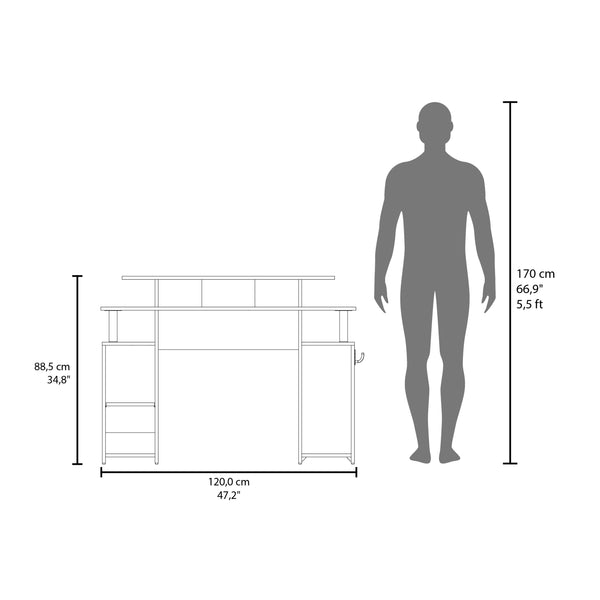 English Elm FM Gaming Desk Elite with Elevated Monitor Shelf for Ergonomic Setup, Spacious Surface and Durable Build Multicolor 54 L x 20 W x 4 H B128P283295