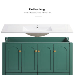 English Elm 48" Sage Bathroom Vanity with Ceramic Sink Mdf Cabinet Soft Close Doors Drawers Green W3133S00001