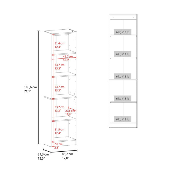 English Elm Surry Tall Bookcase with Fluted Doors Five Shelves Dark Wengue Modern Storage B097P481230