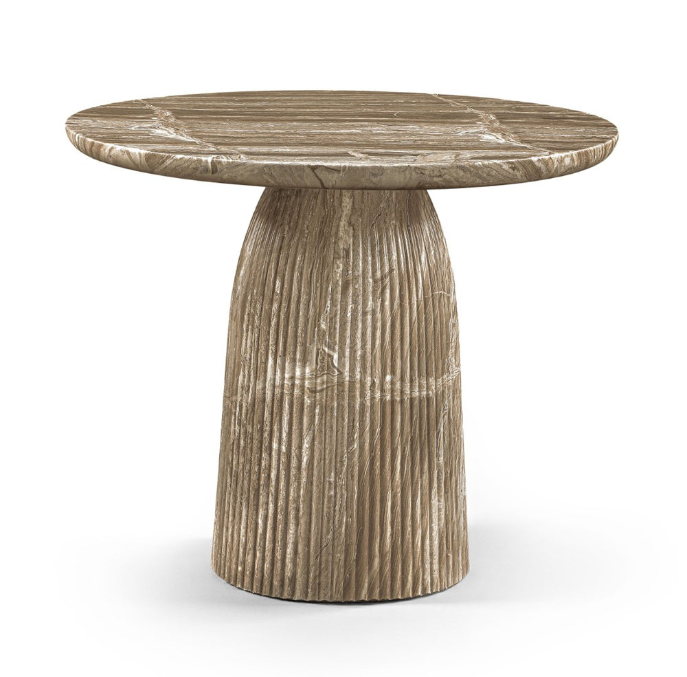 Meridian Furniture Venosa Round Concrete Dining Table Art Deco Fluted Pedestal Base for Indoor Outdoor Use Beige 36 inches 764Beige-DT36