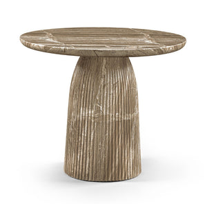 Meridian Furniture Venosa Round Concrete Dining Table Art Deco Fluted Pedestal Base for Indoor Outdoor Use Beige 36 inches 764Beige-DT36