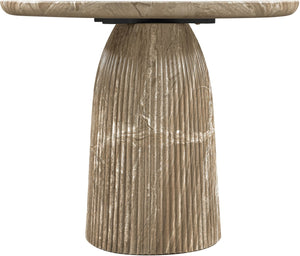 Meridian Furniture Venosa Round Concrete Dining Table Art Deco Fluted Pedestal Base for Indoor Outdoor Use Beige 36 inches 764Beige-DT36