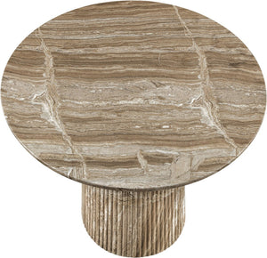 Meridian Furniture Venosa Round Concrete Dining Table Art Deco Fluted Pedestal Base for Indoor Outdoor Use Beige 36 inches 764Beige-DT36