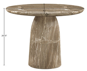 Meridian Furniture Venosa Round Concrete Dining Table Art Deco Fluted Pedestal Base for Indoor Outdoor Use Beige 42 inches 764Beige-DT42