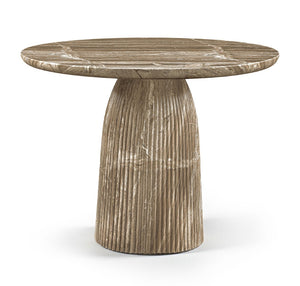Meridian Furniture Venosa Round Concrete Dining Table Art Deco Fluted Pedestal Base for Indoor Outdoor Use Beige 42 inches 764Beige-DT42