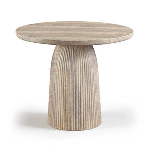 Meridian Furniture Venosa Round Concrete Dining Table Art Deco Fluted Pedestal Base for Indoor Outdoor Use Travertine 36 inches 764Travertine-DT36