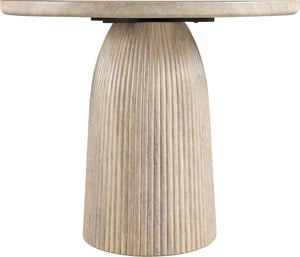 Meridian Furniture Venosa Round Concrete Dining Table Art Deco Fluted Pedestal Base for Indoor Outdoor Use Travertine 36 inches 764Travertine-DT36