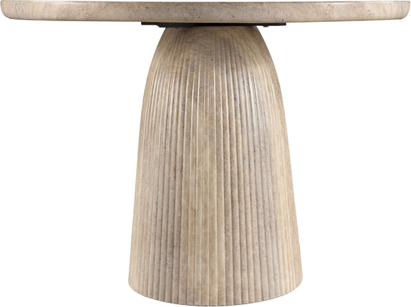 Meridian Furniture Venosa Round Concrete Dining Table Art Deco Fluted Pedestal Base for Indoor Outdoor Use Travertine 42 inches 764Travertine-DT42