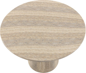 Meridian Furniture Venosa Round Concrete Dining Table Art Deco Fluted Pedestal Base for Indoor Outdoor Use Travertine 42 inches 764Travertine-DT42