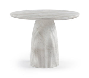Meridian Furniture Venosa Round Concrete Dining Table Art Deco Fluted Pedestal Base for Indoor Outdoor Use White 42 inches 764White-DT42