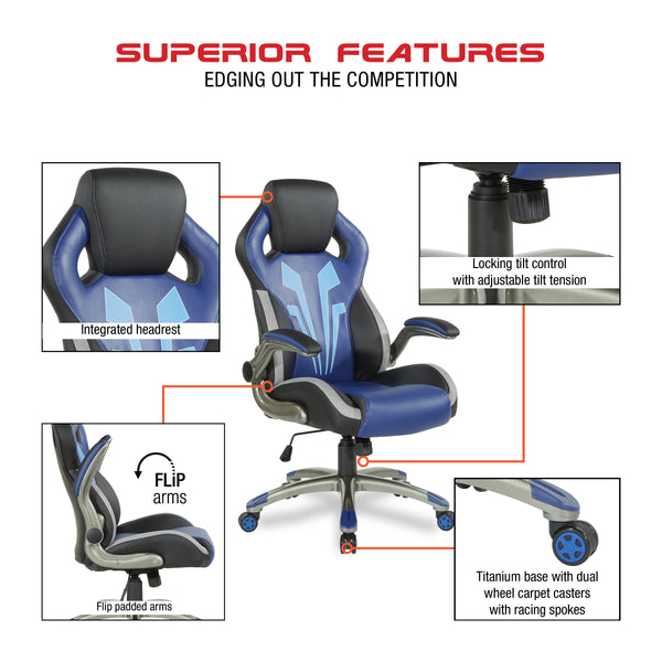 OSP Home Furnishings Ice Knight Gaming Chair Blue