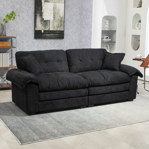 English Elm 84" Chenille Sofa Loveseat with Memory Foam & Pocket Springs, Plush Dual-Layer Comfort, Sturdy Frame Black W676S00009