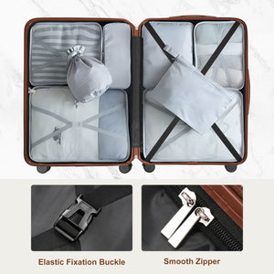 English Elm Premium Abs Hardshell 3 Piece Suitcase Set with Tsa Locks and Spinner Wheels Black+Brown N726P296022A