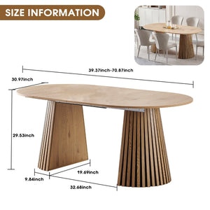 English Elm Wooden Dining Table - Extendable Space-Saving Design For Dining, Office, Or Coffee Use, Stylish Oval Top W3590P355171-GIGA