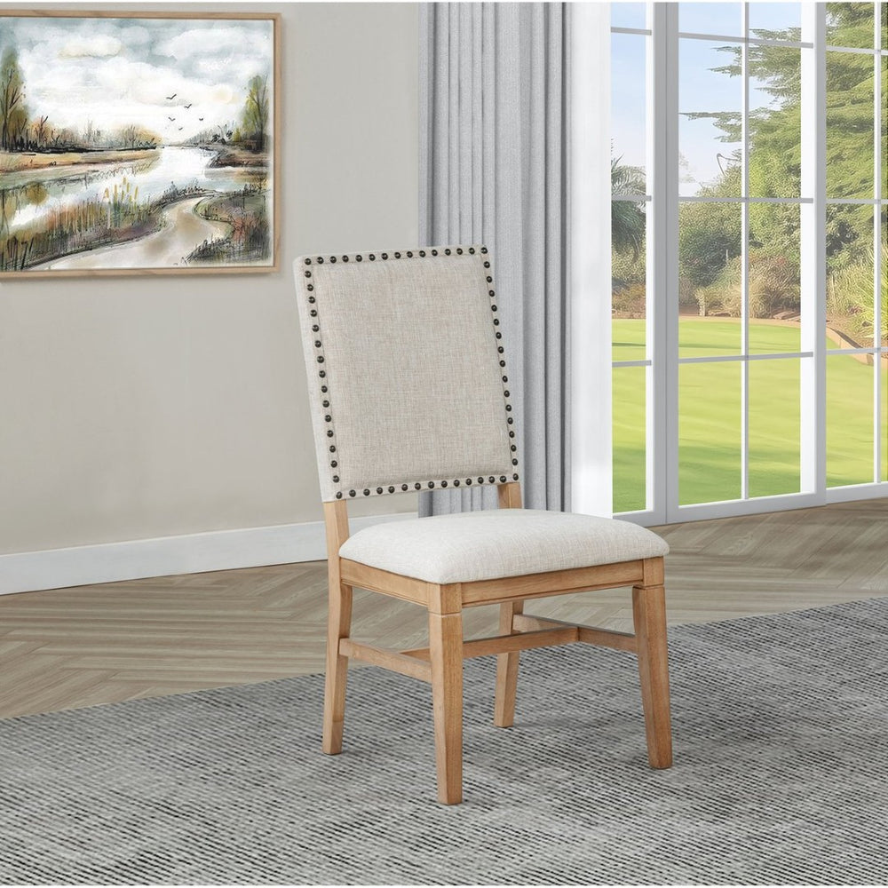 English Elm Carlos Upholstered Dining Chair Set with Nailhead Trim and Rubberwood Legs B062P447839