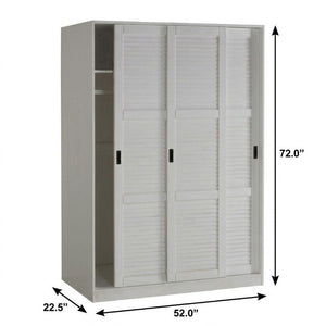 72 Inch Solid Wood Three Door Combo Dresser Armoire Wardrobe for Bedroom Storage