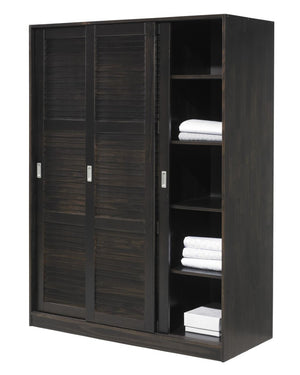 72 Inch Solid Wood Three Door Combo Dresser Armoire Wardrobe for Bedroom Storage