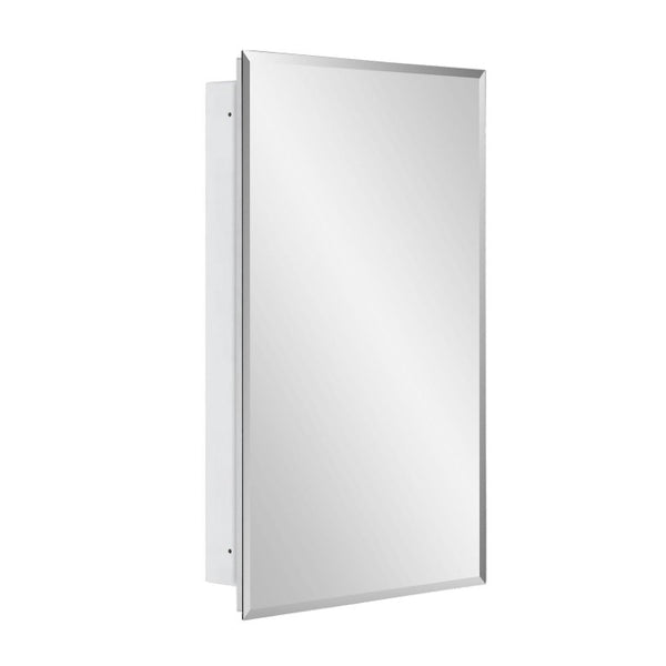 HomeRoots 16 Inch Plastic Floating Bathroom Vanity Cabinet with Mirrored Door Wall Mounted Storage White 16" W x 26" H x 3.75" D 765052