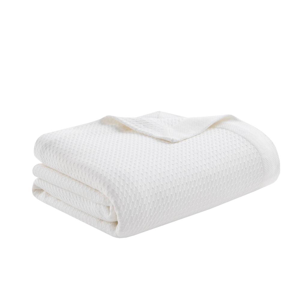 JLA Home Madison Park - Blanket Crafted from 100% Egyptian Cotton for Supreme Softness, Durable Everyday Comfort and Breathability White MP51N-5162