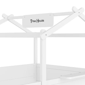 English Elm Twin Low Loft Bed Solid Pine Frame with Built-in Led Lighting and Storage Shelves Light White W1580P396332