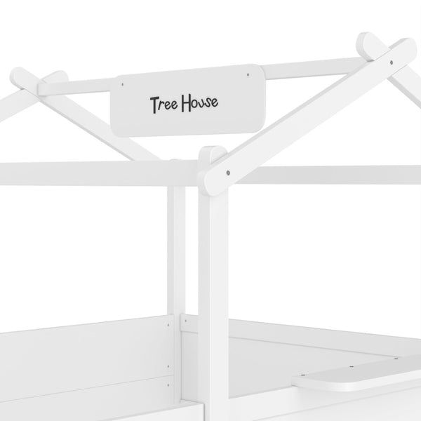 English Elm Twin Low Loft Bed Solid Pine Frame with Built-in Led Lighting and Storage Shelves Light White W1580P396332