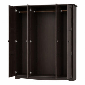 72 Inch Solid Wood Four Door Combo Armoire Dresser for Spacious Bedroom Wardrobe Storage