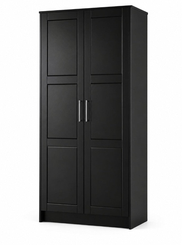 HomeRoots 72 Inch Solid Wood Combo Dresser with Dual Doors for Elegant Spacious Bedroom Storage Black 765081