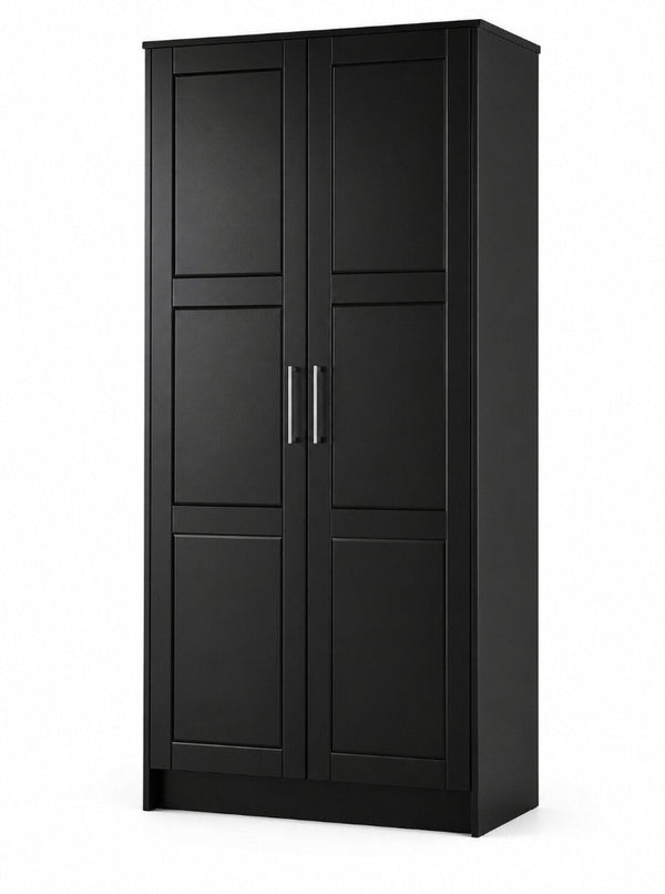 HomeRoots 72 Inch Solid Wood Combo Dresser with Dual Doors for Elegant Spacious Bedroom Storage Black 765081