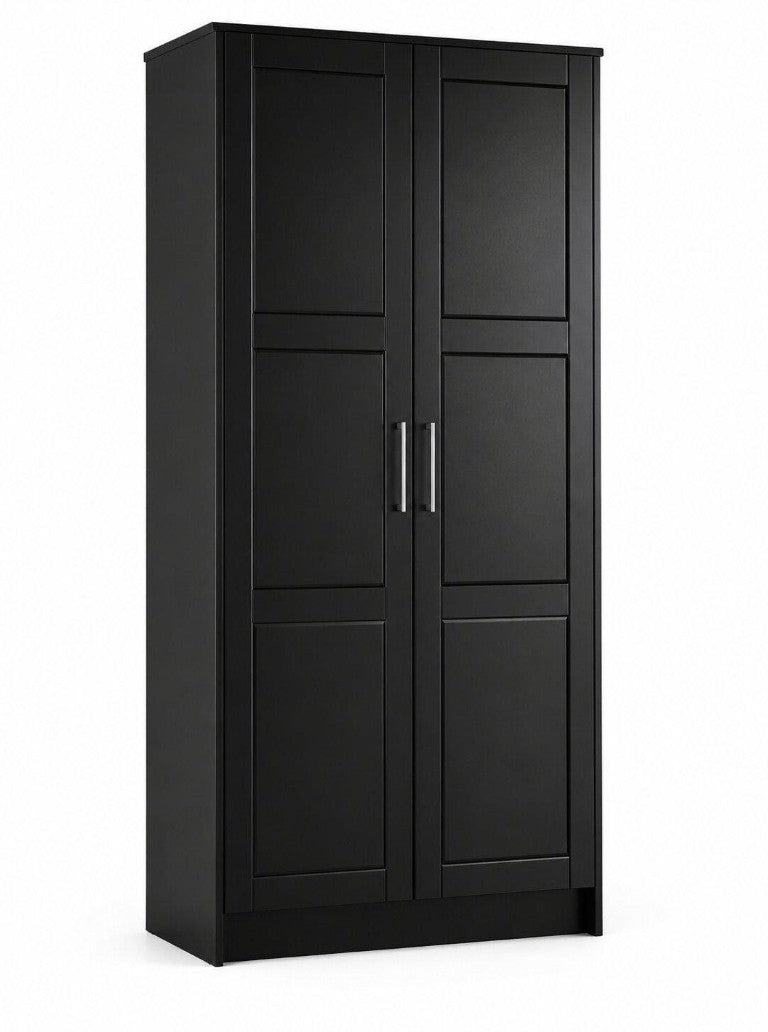 HomeRoots 72 Inch Solid Wood Combo Dresser with Dual Doors for Elegant Spacious Bedroom Storage Black 765081