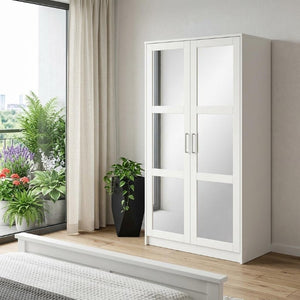 72 Inch Solid Wood Combo Dresser with Mirrored Doors and Cabinet for Elegant Bedroom Storage