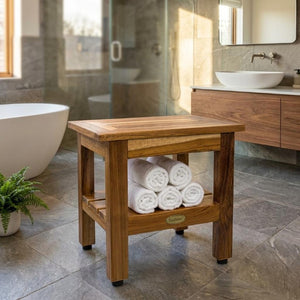 14 Inch Solid Wood Bathroom Wall Shelf Rustic Floating Storage Organizer for Small Spaces
