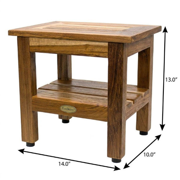 14 Inch Solid Wood Bathroom Wall Shelf Rustic Floating Storage Organizer for Small Spaces