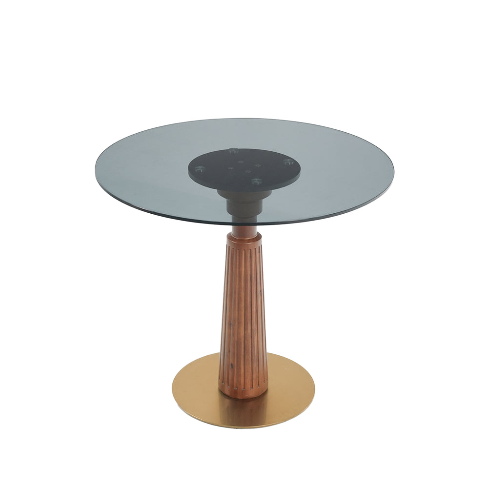 English Elm Modern Round Dining Table, 33.5" Glass Top With Stylish Wooden Legs & Gold Base For Compact Spaces W1535S00571