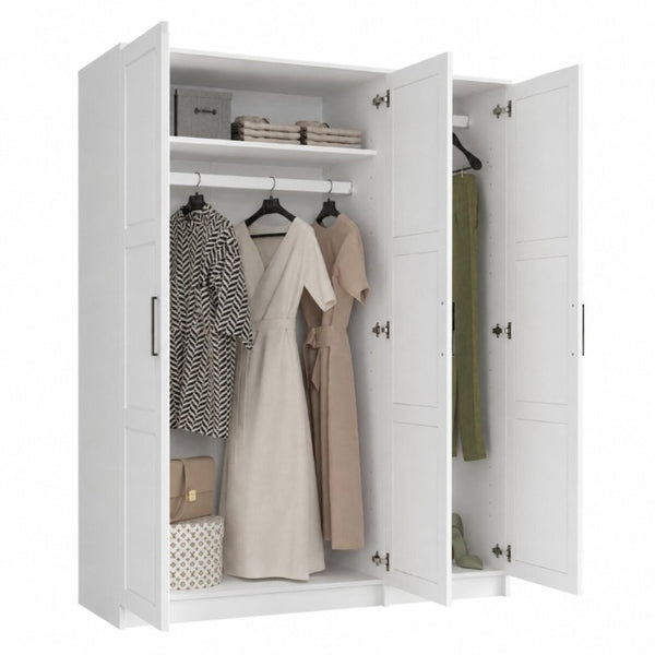 72 Inch Solid Wood Three Door Combo Dresser Armoire Wardrobe for Bedroom Storage