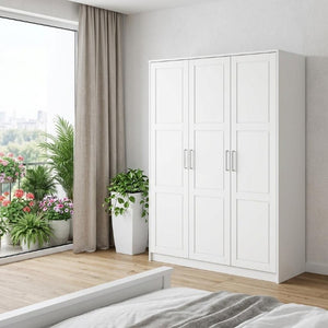 72 Inch Solid Wood Four Door Combo Armoire Dresser for Spacious Bedroom Wardrobe Storage