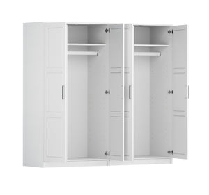 72 Inch Solid Wood Four Door Combo Armoire Dresser for Spacious Bedroom Wardrobe Storage