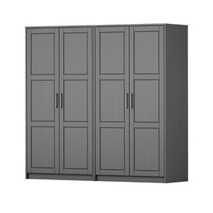 72 Inch Solid Wood Four Door Combo Armoire Dresser for Spacious Bedroom Wardrobe Storage