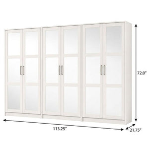 72 Inch Solid Wood Six Door Mirrored Combo Dresser with Elegant Bedroom Storage Design