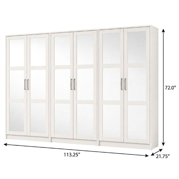 72 Inch Solid Wood Six Door Mirrored Combo Dresser with Elegant Bedroom Storage Design