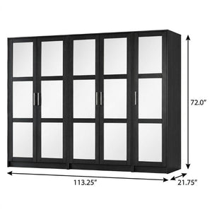 72 Inch Solid Wood Six Door Mirrored Combo Dresser with Elegant Bedroom Storage Design