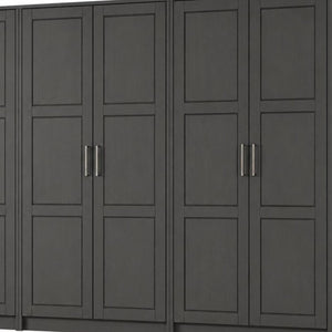 72 Inch Solid Wood Six Door Combo Dresser for Bedroom Ample Storage in Bold Black