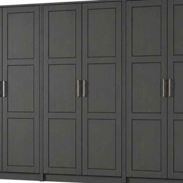 72 Inch Solid Wood Six Door Combo Dresser for Bedroom Ample Storage in Bold Black