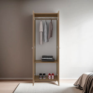 English Elm Soham Slim Closet System Macadamia Beige – Space-Saving Engineered Wood Wardrobe with Rod & Shelf, Durable Design B092P360641