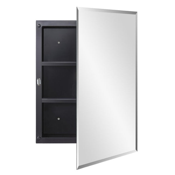 16 Inch Plastic Floating Bathroom Vanity Cabinet with Mirrored Door Wall Mounted Storage