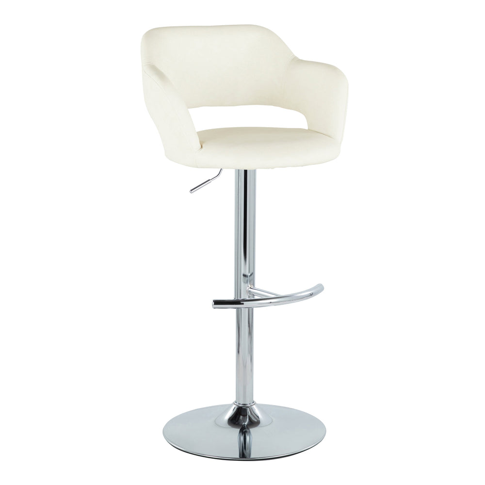 English Elm Margarite Adjustable Barstool Set Of 2 - Elegant Chrome & Cream Faux Leather With 360° Swivel Design B202S00969