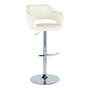 English Elm Margarite Adjustable Barstool Set Of 2 - Elegant Chrome & Cream Faux Leather With 360° Swivel Design B202S00969