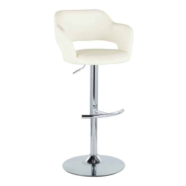 English Elm Margarite Adjustable Barstool Set Of 2 - Elegant Chrome & Cream Faux Leather With 360° Swivel Design B202S00969