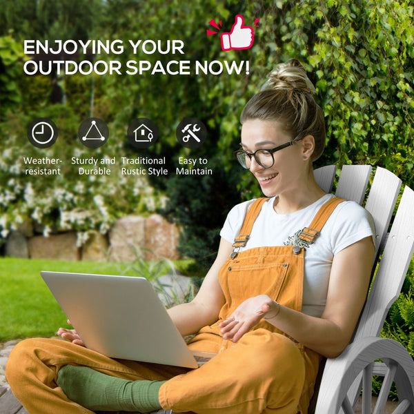 English Elm Outsunny Wooden Rocking Chair - Adirondack Style With Wagon Wheel Armrests For Perfect Outdoor Relaxation W2225P200890-GIGA